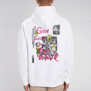 Unisex God Save The Rave Hoodie White