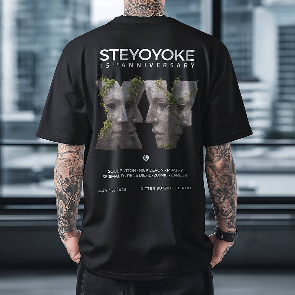Unisex Steyoyoke 15th Anniversary T-Shirt Black Oversized Unisex Steyoyoke 15th Anniversary T-Shirt Black Oversized